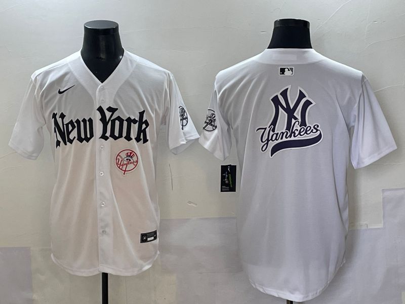 Men 2025 New York Yankees Blank White Five generations Joint Name Nike MLB Jersey style 65